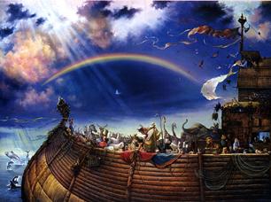 An artist's rendition of Noah's Ark.