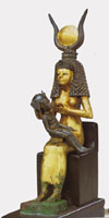 A cow-horned mother goddess version of Isis nursing her son, 'Eru.