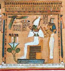 Classical Egyptian Judgment Scene with Assur as King of the afterlife and Judge of the Dead.