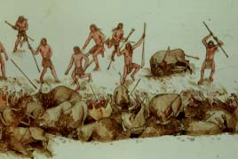 A bison hunting scene