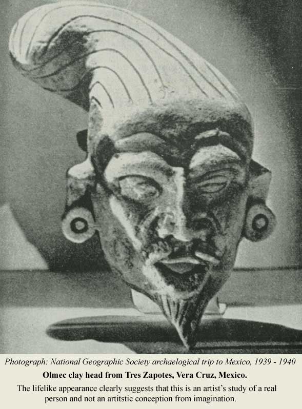 Perfect likeness of a bearded Eastern Mediterranean man of Olmec creation.