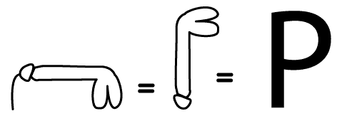 The phallus of Assur and majuscule letter P from the Alphabet P page