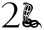 The number two compared to a coiled cobra icon