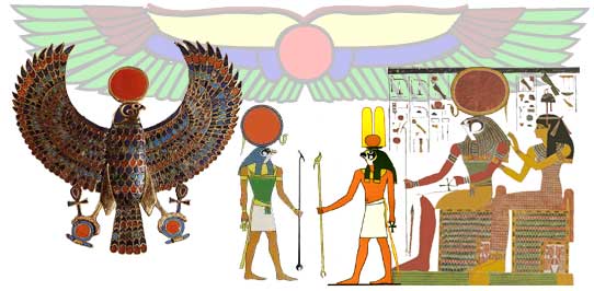 Heru depicted as the sun god and sun king