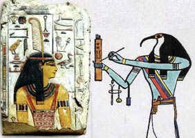 A paired image of Thoth and Maat.