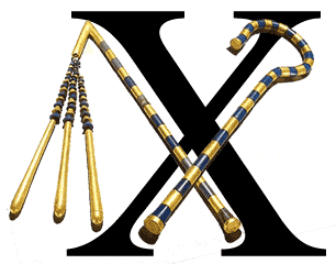 Crook and Flail with letter X in large print