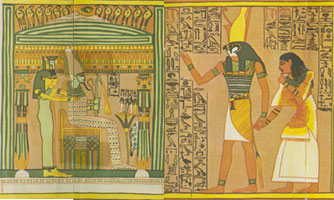 Heru with Assur in the Judgment Scene